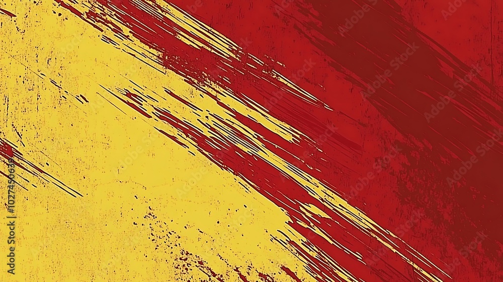 Poster abstract background with red and yellow paint strokes.