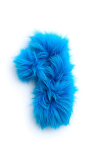 Photograph of the number one made of blue faux fur on a white background. The bright and original design creates an attractive visual effect, ideal for creative projects, logo design. Generative AI