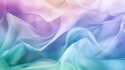 Obraz premium Abstract background with fluid, flowing shapes in soft blues, greens, and purples, creating a dreamy, peaceful atmosphere