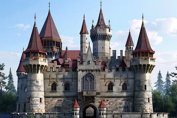 Historic European castle with many windows