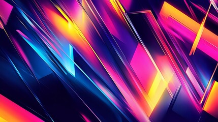 Bold and vibrant abstract background with sharp geometric shapes and bright neon colors, creating a modern, edgy design