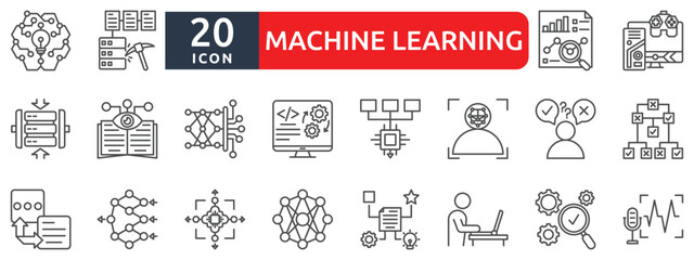 Machine learning icon set