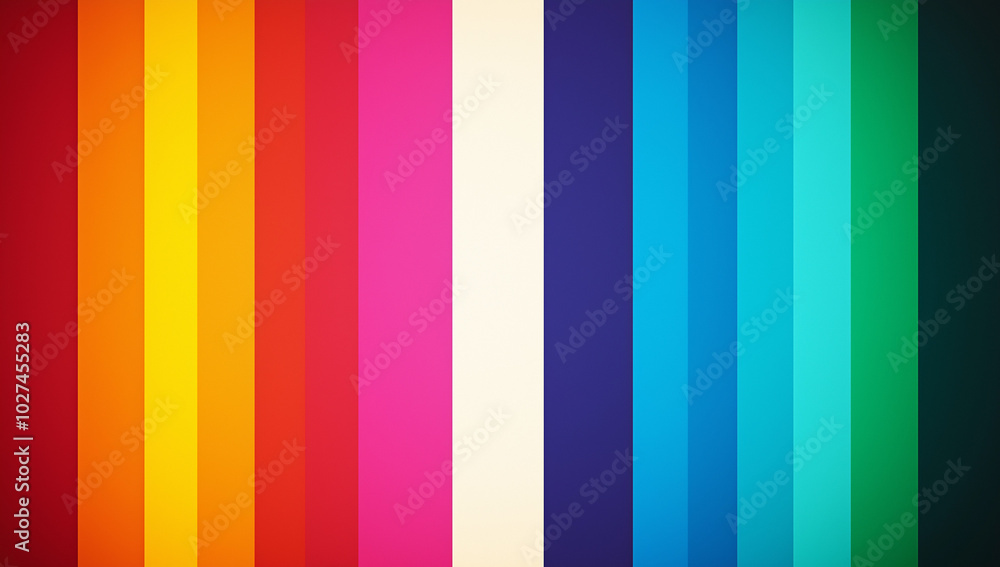 Poster a vertical line of colorful bars, each with its own color and tone, representing the different color