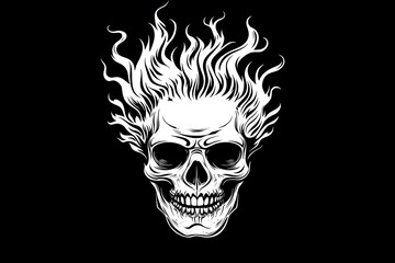 Fiery Skull Illustration   Dark Gothic Graphic Design
