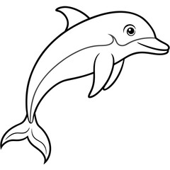 Obraz premium simple icon Children coloring book page, line art, monochrome black and white, cartoon outline cute style, illustration of dolphin
