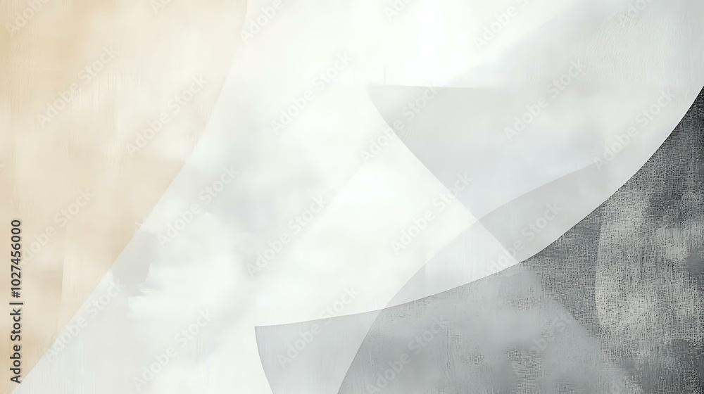 Poster minimalist abstract background with soft tones of grey, beige, and white, creating a calm, neutral d