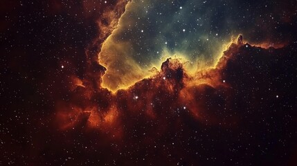Obraz premium Cosmic Inferno: A Fiery Nebula in the Vast Expanse of Space