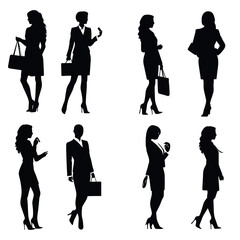 Obraz premium vector silhouette set of business woman 