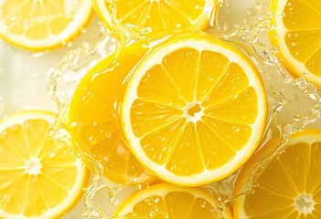Fresh Lemon Slices in Water Splash