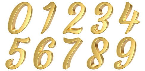 set of 3d golden numbers
