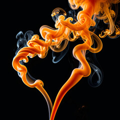 Orange smoke on black background