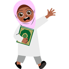 Muslim Girl Holding Quran