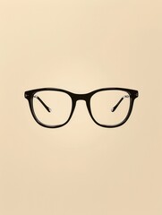 A pair of sleek black eyeglasses is displayed against a neutral background, highlighting their stylish design and practicality for clear vision. Generative AI