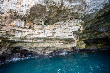 Cave located below the edge of the town of Polignano in Italy