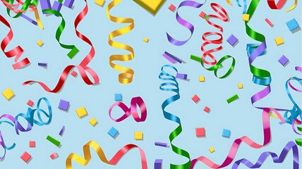 Colorful confetti and streamers design perfect for celebrations and parties.

