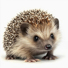 Obraz premium hedgehog isolated on white: Cute Standing Hedgehog Pet in Studio Shot, Adorable Animal with Sharp Needles in Nature