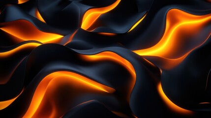 Abstract black and orange wavy texture resembling molten lava flow