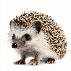 Obraz premium hedgehog isolated on white: Cute Standing Hedgehog Pet in Studio Shot, Adorable Animal with Sharp Needles in Nature