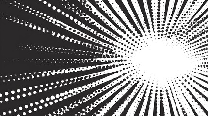 Obraz premium Abstract black and white background with a radial pattern of dots and lines.