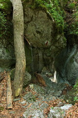 Hiking track from Weichtalhaus in Höllental to Kienthaler Hütte through the Weichtalklamm at Schneeberg,Austria,Europe
