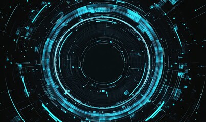 Obraz premium Abstract digital technology background with glowing blue and white circles and lines.