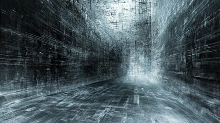 Futuristic Monochrome Tunnel: A Journey into the Digital Abyss