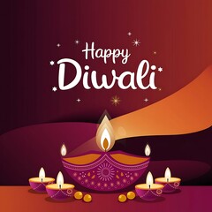 Diwali Celebration with Glowing Lamps and Traditional Mandala Background Design.