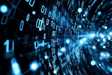 Obraz premium Data and Technology integration has revolutionized the way we approach problem-solving, with Binary Code serving as an integral part of encoding and transmitting data