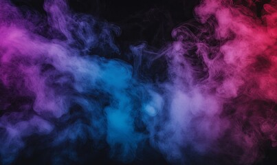 Obraz premium Abstract smoke in pink and blue colors on a black background.