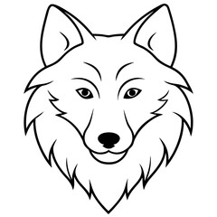 Naklejka premium simple icon Children coloring book page, line art, monochrome black and white, cartoon outline cute style, illustration of wolf