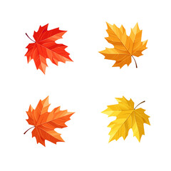 Fototapeta premium Autumn Maple Leaves Illustration Vector – Set of Colorful Red and Yellow Maple Leaves on a White Background, Perfect for Fall Season, Nature, and Seasonal Design Projects