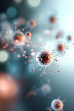 Microscopic image of viruses. Concept of medicine, biology, science and research.