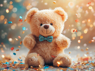 teddy bear with happy new year and Christmas concept