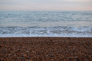 landscape of sea beach coastline seaside summer at sunset sunrise