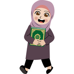 Muslim Girl Holding Quran