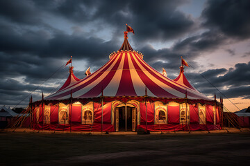 photo of a circus tent, circus tent, circus