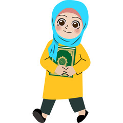 Muslim Girl Holding Quran