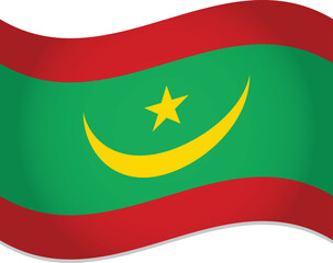 Mauritania Country Flag Waving 3D Vector