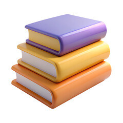 3D Stack of colorful books isolated on white background. Collection of different books. Back to school and education learning concept. High quality photo