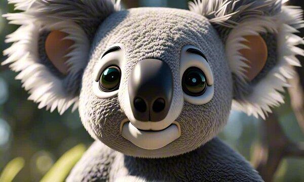 3d koala bear cartoon character mascot digital art