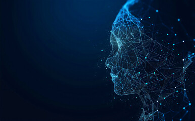 Woman interface of artificial intelligence with wireframe