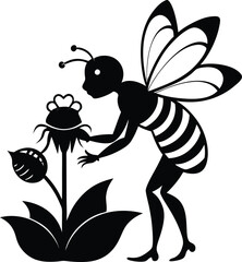 Bee collecting honey from flower 