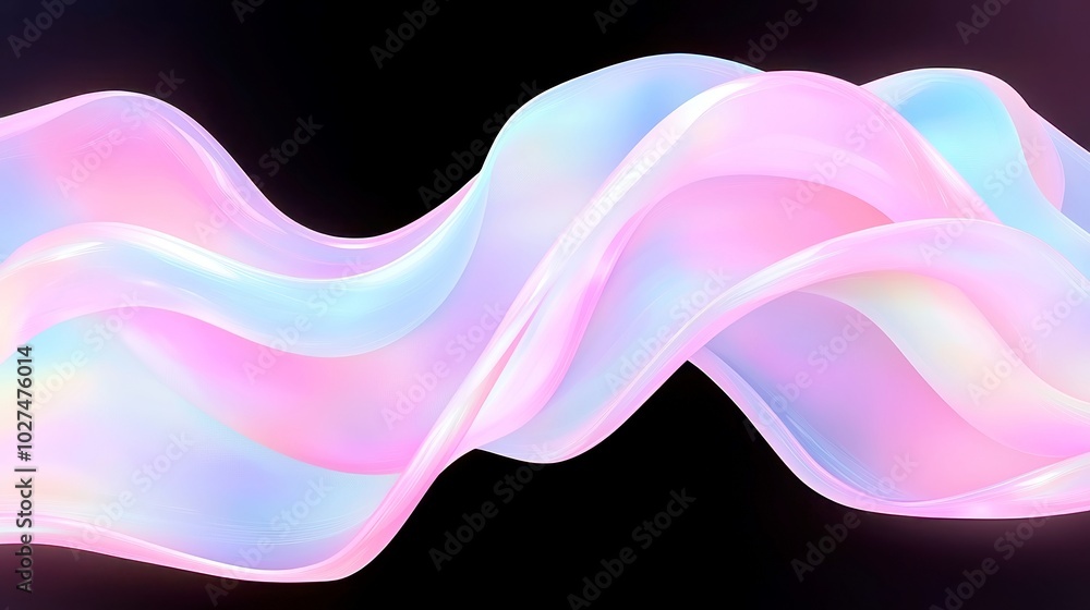 Poster pastel translucent ribbon, a delicate, flowing design with gentle hues, illuminated by soft light, c