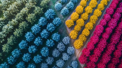 Futuristic Farm with Vibrant Genetically Engineered Crops Monitored by Drones Genetic Engineering Concept