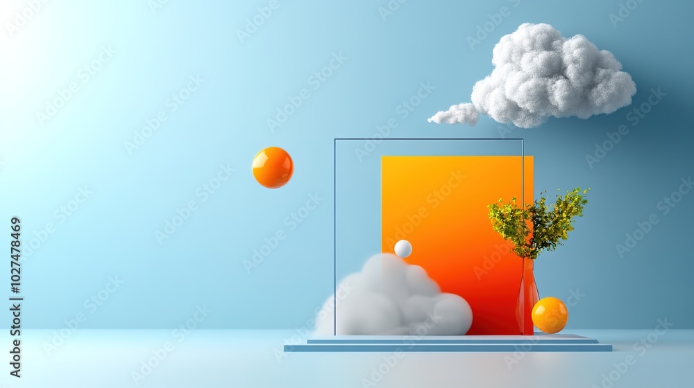 Poster abstract scene with shapes and colors in modern design