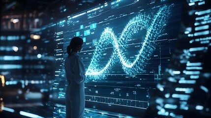Futuristic Genetic Engineering Clinic with Interactive Genetic Map Display