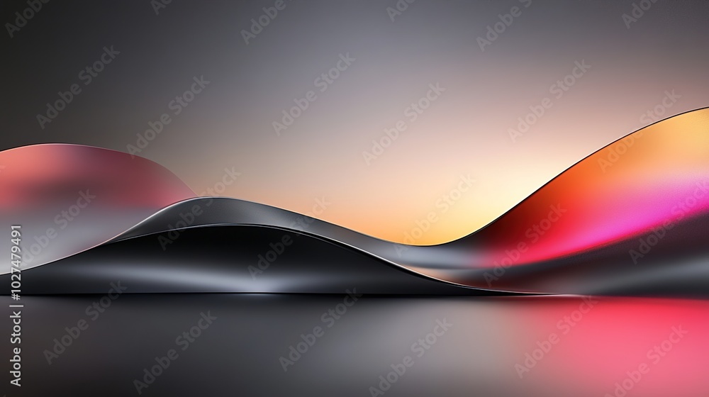 Poster abstract flowing waves in soft gradient light
