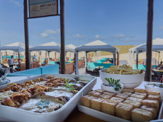 typical brazilian food in a beach restaurant
