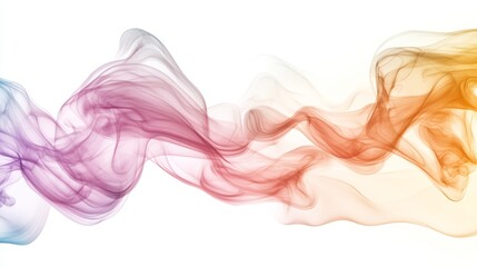 Fototapeta premium Abstract colorful smoke swirls on white background artistic photography for design and backgrounds
