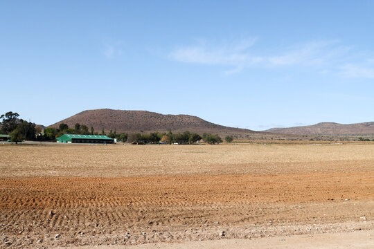 Agricultural land near Nxuba or Cradock, South Africa showing field ploughed for planting of maize